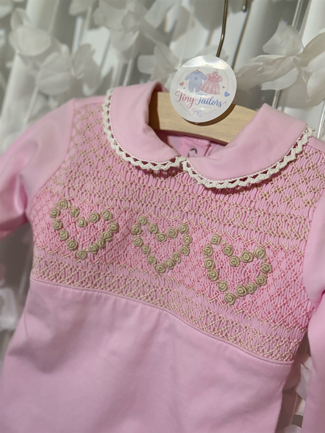 Pink Hearts Smocked Babygrow — photo 3
