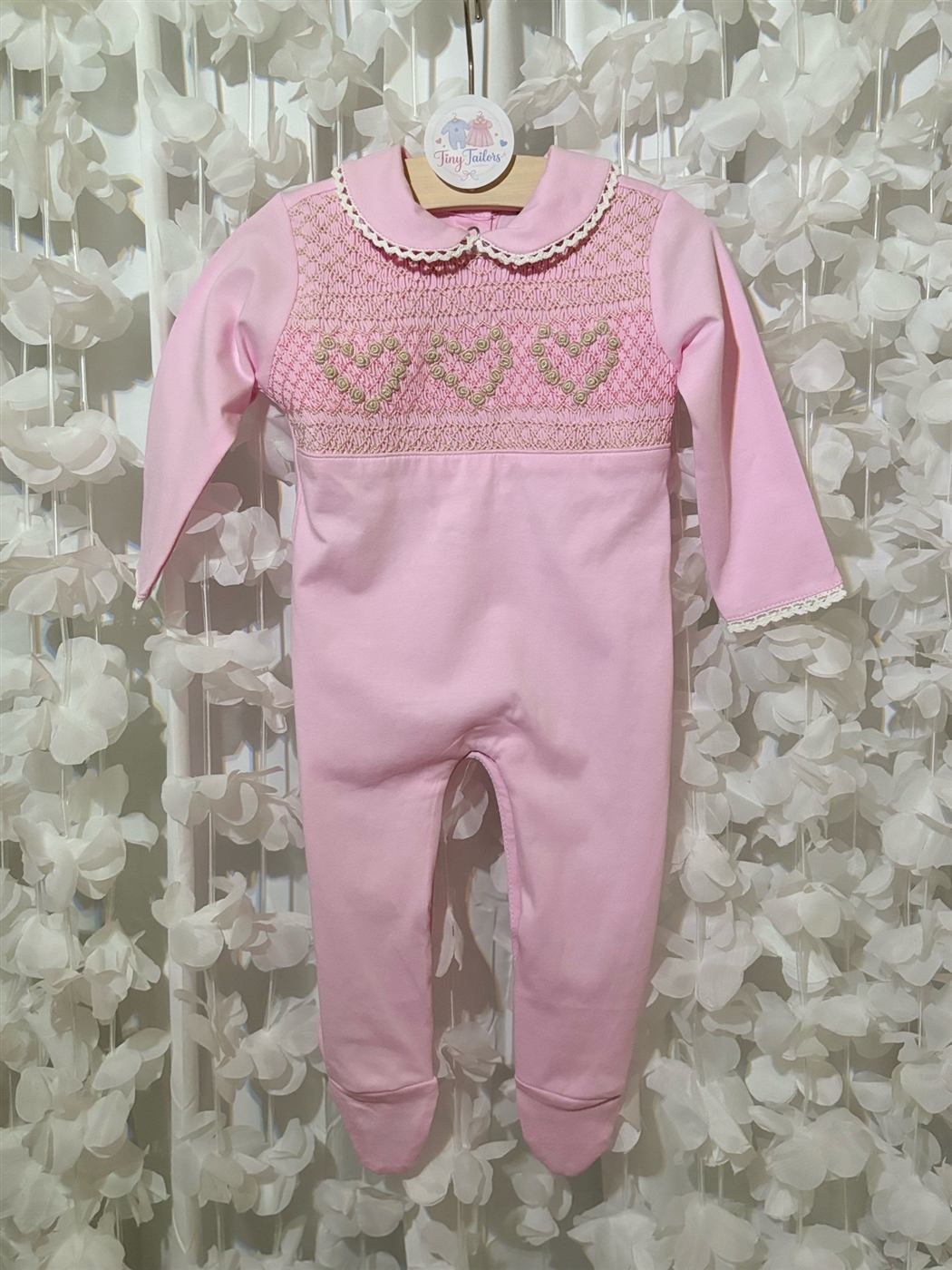 Pink Hearts Smocked Babygrow — photo 2