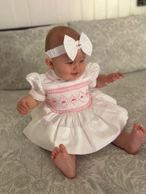 White Smocked Dress Set